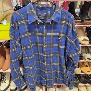 SPECIALTY COLLECTION Authentic Mens Blue Plaid Long Sleeve Button Up Shirt XL